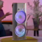Double-Headed Air Cooler Mist Fan 3 Speeds Rechargeable Desk Air Cooler Night Light with Remote - Image 4