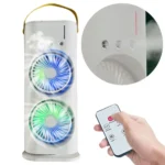 Double-Headed Air Cooler Mist Fan 3 Speeds Rechargeable Desk Air Cooler Night Light with Remote - Image 6