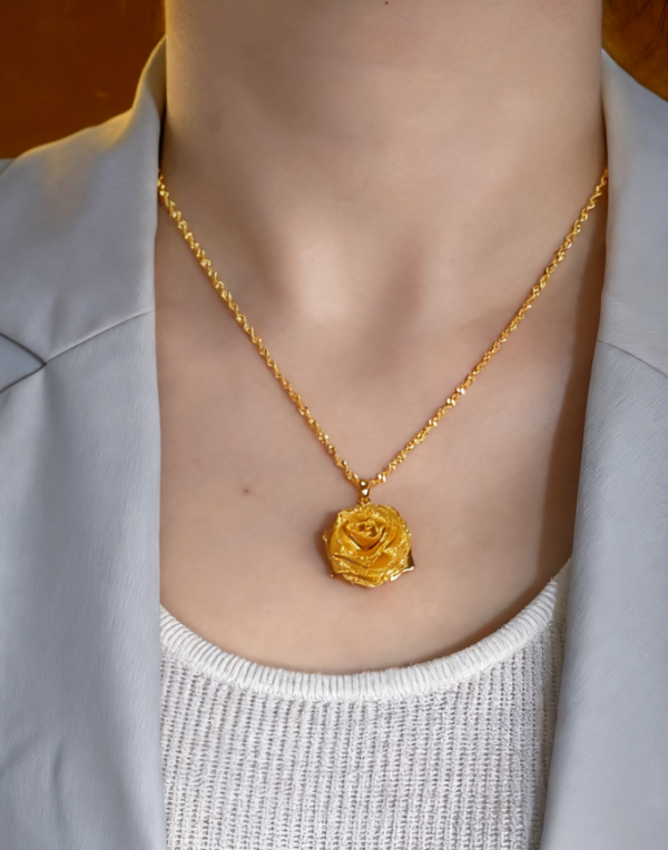 Luxury Rose Flower Pendant Necklace & Earring Combo - Image 2