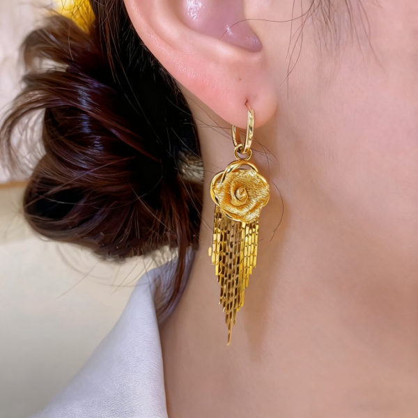 Luxury Rose Flower Pendant Necklace & Earring Combo - Image 3