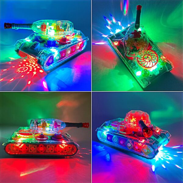 Tipmant Electric Tank Toy Electronic Vehicle Car Auto Driving, Transparent Gears, Music, Luminous Lights, Baby Toddler Kids Birthday Gifts - Image 1