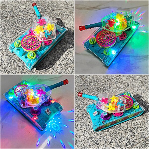 Tipmant Electric Tank Toy Electronic Vehicle Car Auto Driving, Transparent Gears, Music, Luminous Lights, Baby Toddler Kids Birthday Gifts - Image 4