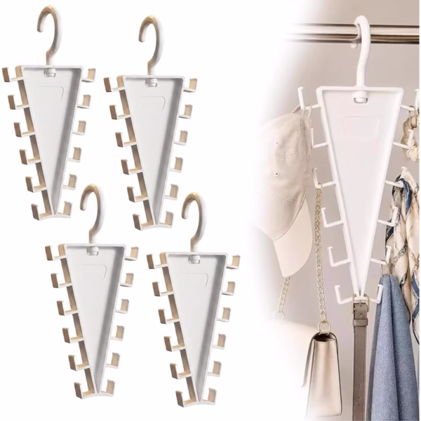 5 PC Multifunctional 360° Rotate Save Space V-Shaped Clothes Rack 10-Hook Design - Image 6
