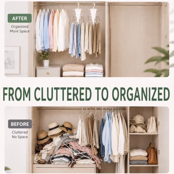 5 PC Multifunctional 360° Rotate Save Space V-Shaped Clothes Rack 10-Hook Design - Image 4