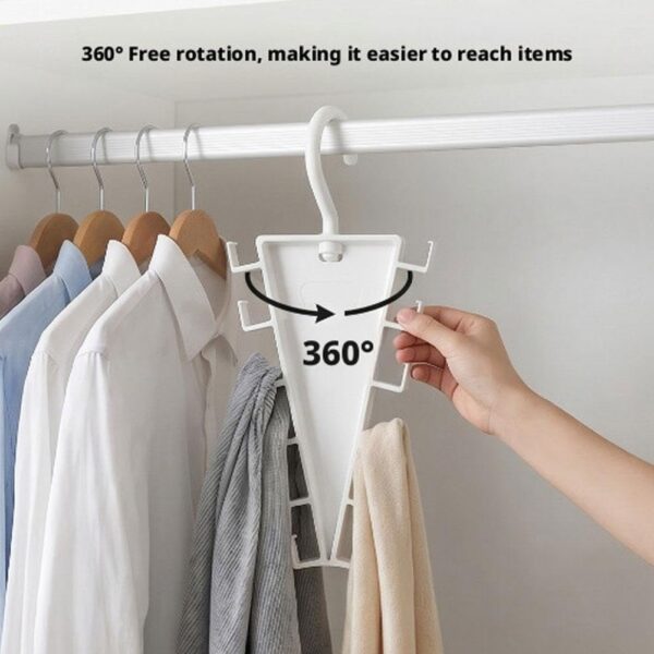 5 PC Multifunctional 360° Rotate Save Space V-Shaped Clothes Rack 10-Hook Design - Image 5