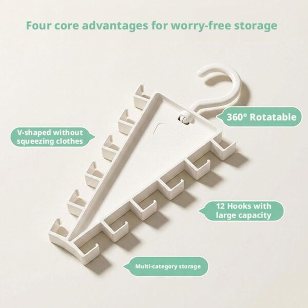 2 PC Multifunctional 360° Rotate Save Space V-Shaped Clothes Rack 10-Hook Design - Image 7